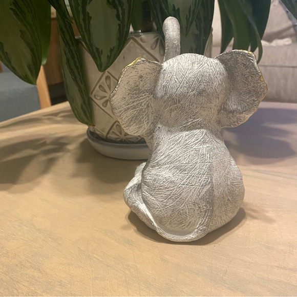 Cute Elephant 7 inch Decor Statue Gold/White/Gray - Picture 2 of 8